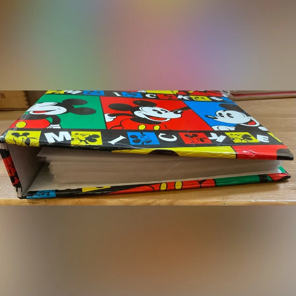 Holson: Disney Mickey multi colored vintage 2 ring binder/ photo holder/album